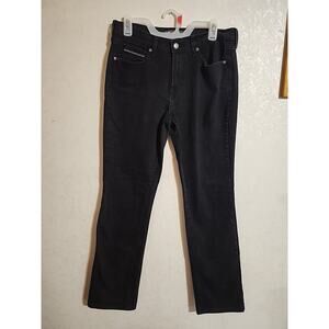 Levi Strauss Jeans Black Women 505 Straight Leg 10L Tag 30/34 Embroidered